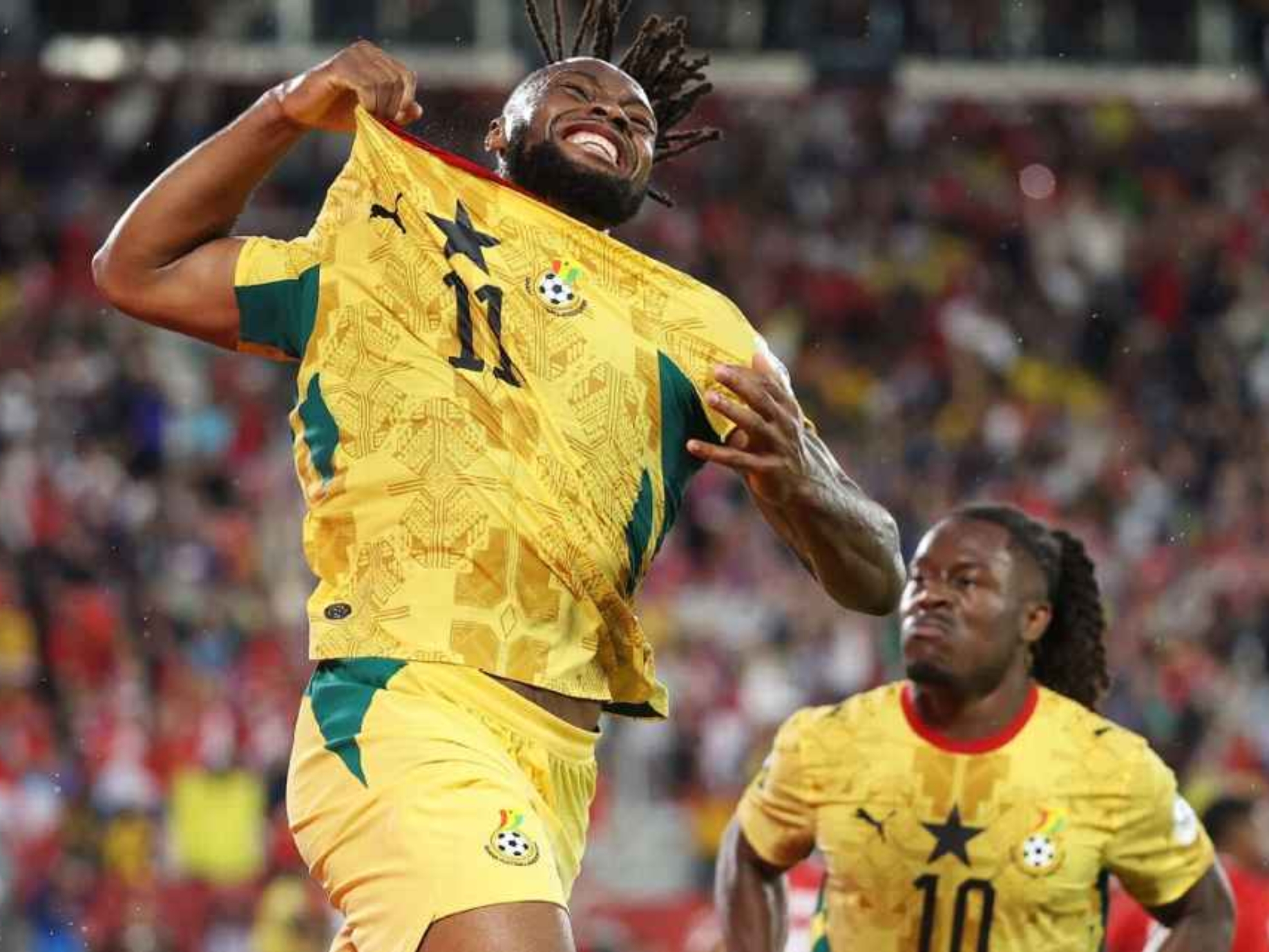 Jogadores de Gana comemoram gol contra o Panamá na Copa do Mundo Darrian Traynor/Getty Images