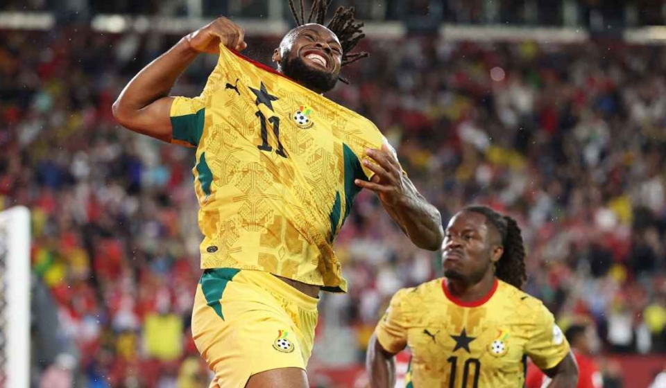 Jogadores de Gana comemoram gol contra o Panamá na Copa do Mundo Darrian Traynor/Getty Images