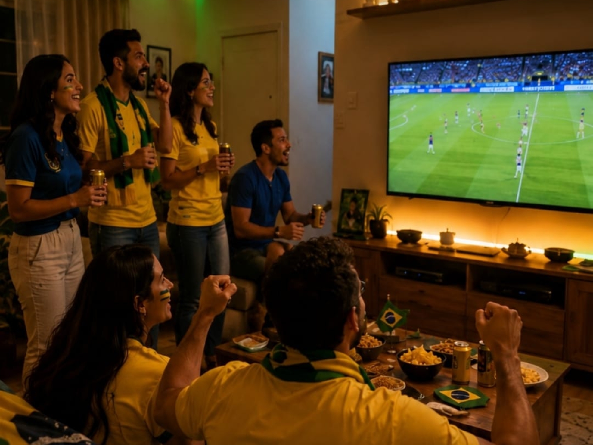 O uso da iluminação como recurso 

para criar ambientes temáticos, acolhedores e funcionais em casa durante os jogos.

Crédito: Cristallux