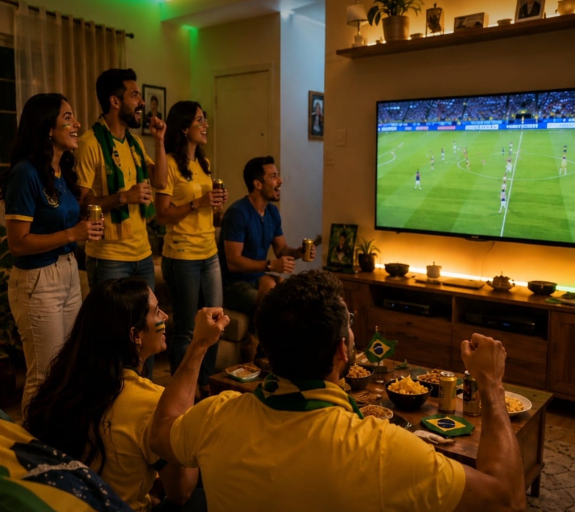 O uso da iluminação como recurso 

para criar ambientes temáticos, acolhedores e funcionais em casa durante os jogos.

Crédito: Cristallux
