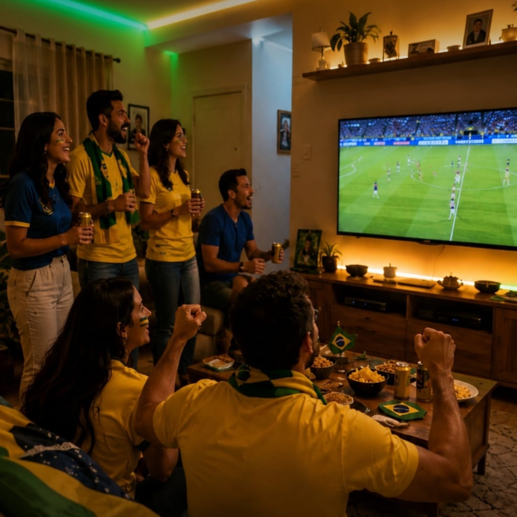 O uso da iluminação como recurso 

para criar ambientes temáticos, acolhedores e funcionais em casa durante os jogos.

Crédito: Cristallux