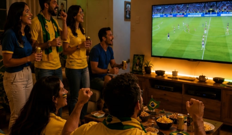 O uso da iluminação como recurso 

para criar ambientes temáticos, acolhedores e funcionais em casa durante os jogos.

Crédito: Cristallux