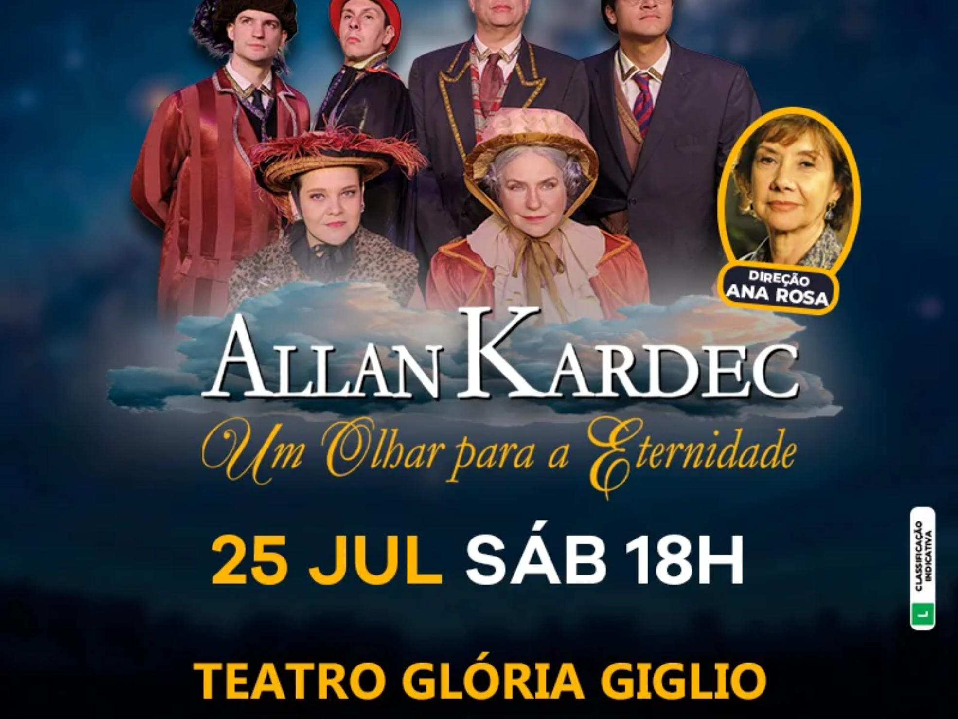 O espetáculo "Allan Kardec – Um Olhar para a Eternidade" desembarca em Caraguatatuba levando ao público uma emocionante viagem pela vida e obra do codificador da Doutrina Espírita. Com direção de Ana Rosa e atuação de Rogério Fabiano, a montagem é reconhecida nacionalmente pelo sucesso de público e pela excelência artística.