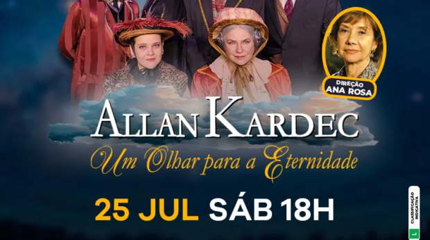 O espetáculo "Allan Kardec – Um Olhar para a Eternidade" desembarca em Caraguatatuba levando ao público uma emocionante viagem pela vida e obra do codificador da Doutrina Espírita. Com direção de Ana Rosa e atuação de Rogério Fabiano, a montagem é reconhecida nacionalmente pelo sucesso de público e pela excelência artística.