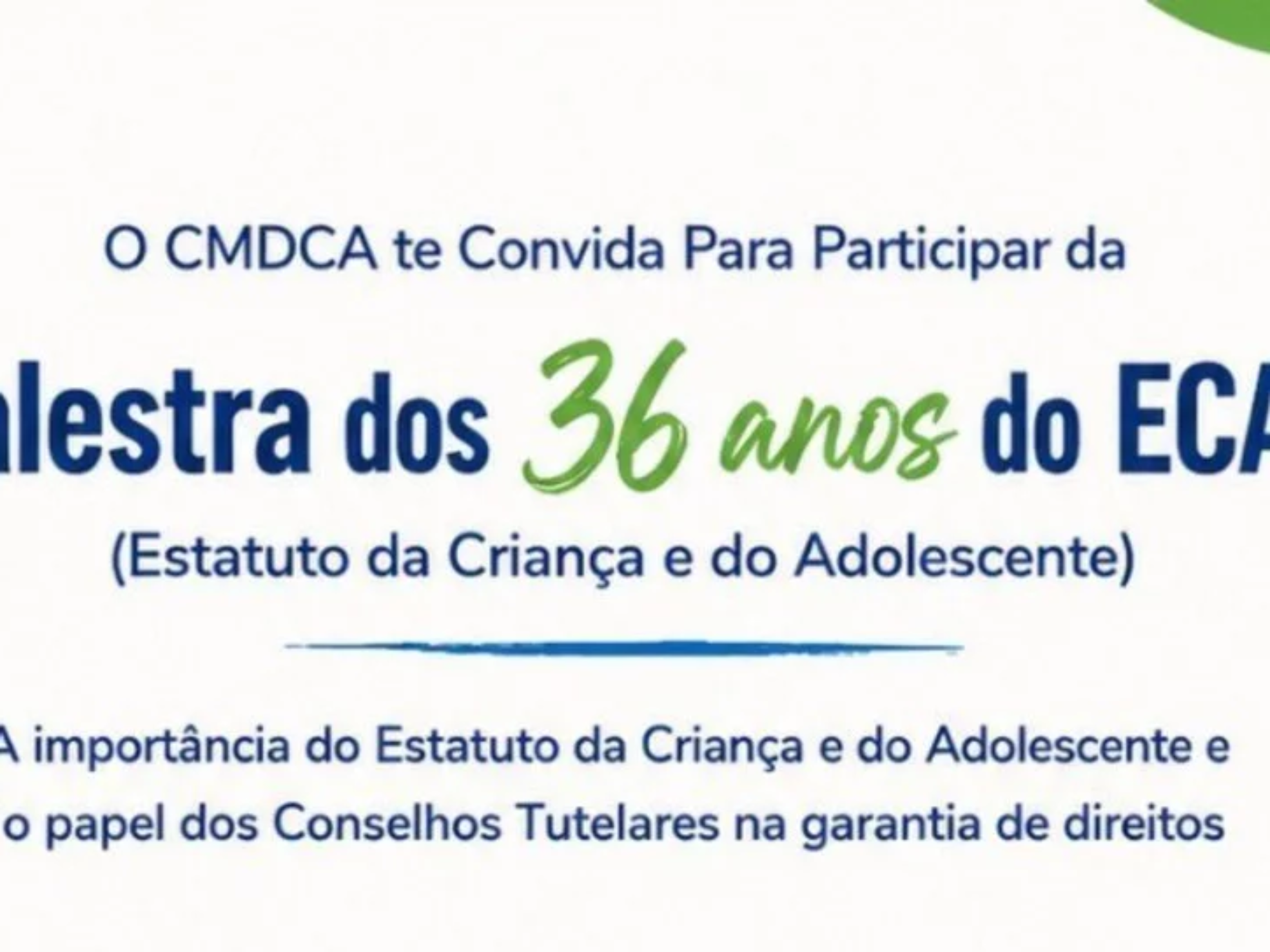 O CMDCA Osasco e a Secretaria Executiva da Infância e Juventude promovem palestra em comemoração aos 36 anos do Estatuto da Criança e do Adolescente, reforçando a importância da proteção integral e da garantia de direitos.

Crédito: Divulgação