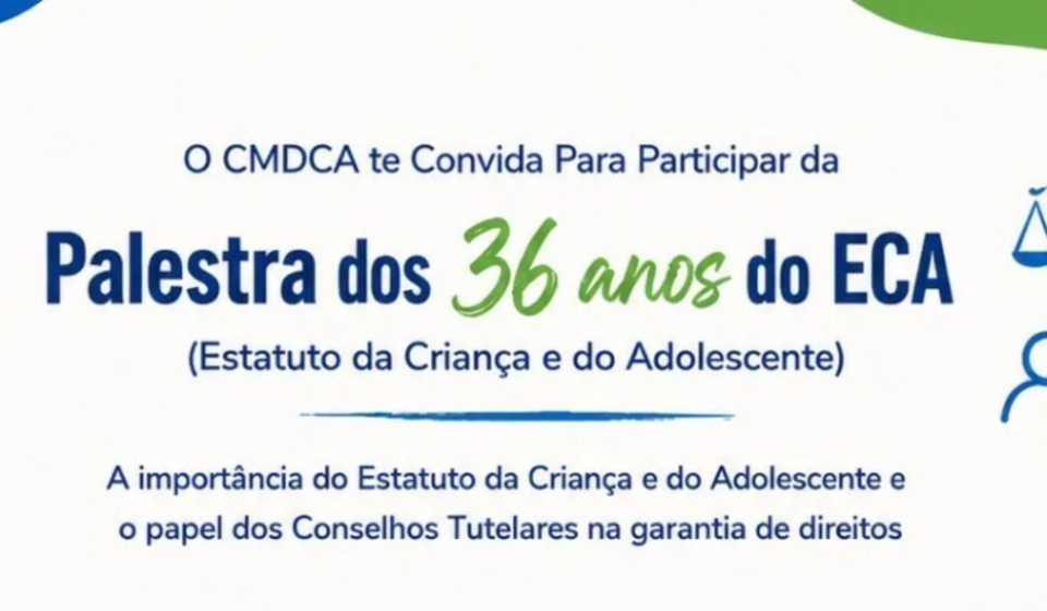 O CMDCA Osasco e a Secretaria Executiva da Infância e Juventude promovem palestra em comemoração aos 36 anos do Estatuto da Criança e do Adolescente, reforçando a importância da proteção integral e da garantia de direitos.

Crédito: Divulgação