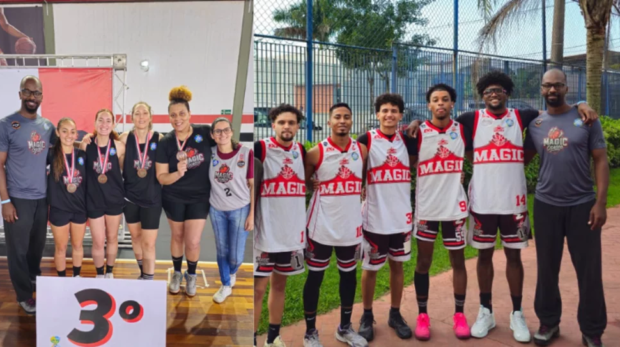 Os atletas do Basket 3×3 de Osasco comemoram as conquistas nos 68º Jogos Regionais, com o título da equipe masculina e a medalha de bronze da equipe feminina, resultado do talento, dedicação e investimento no esporte municipal.

Crédito: Divulgação