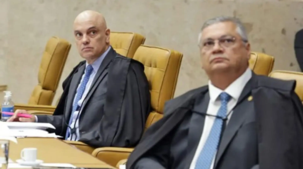 Os ministros do STF Alexandre de Moraes (à esq.) e Flávio Dino (à dir.). (Foto: Rosinei Coutinho, STF)