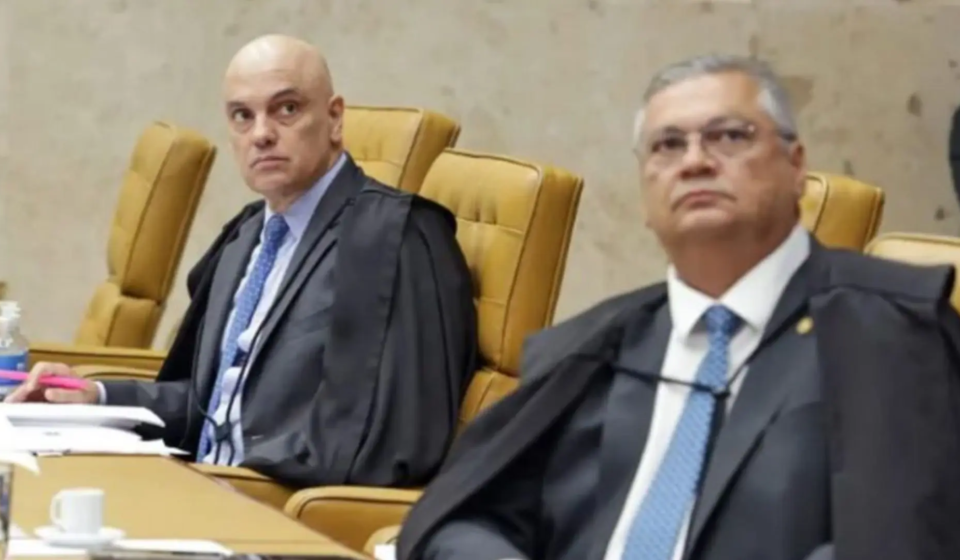 Os ministros do STF Alexandre de Moraes (à esq.) e Flávio Dino (à dir.). (Foto: Rosinei Coutinho, STF)