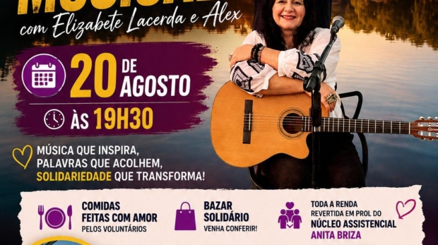 Música, espiritualidade e solidariedade estarão juntas no dia 20 de agosto, na SEETO, em São Paulo, em uma noite especial com Elizabete Lacerda e Alex. A programação ainda contará com gastronomia e Bazar Solidário, fortalecendo as ações do Núcleo Assistencial Anita Briza.
Crédito: Divulgação