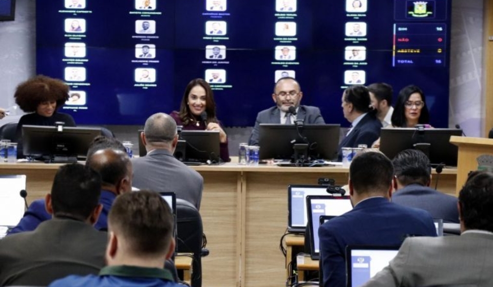 Plenário da Câmara Municipal de Osasco durante a 44ª Sessão Ordinária, que aprovou nove projetos de lei.

Crédito: Câmara De Osasco