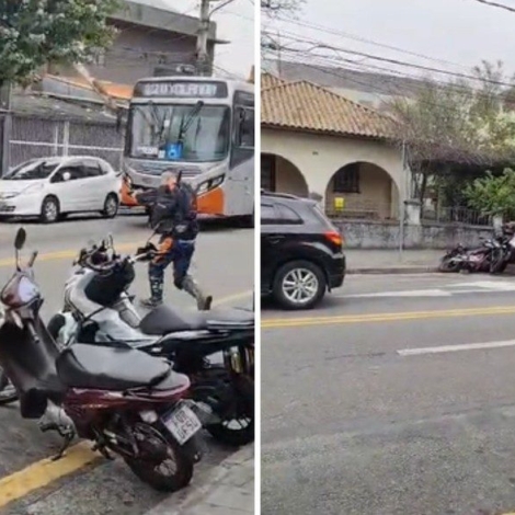 PM reage a tentativa de roubo de moto e suspeito é baleado — Foto: Reprodução