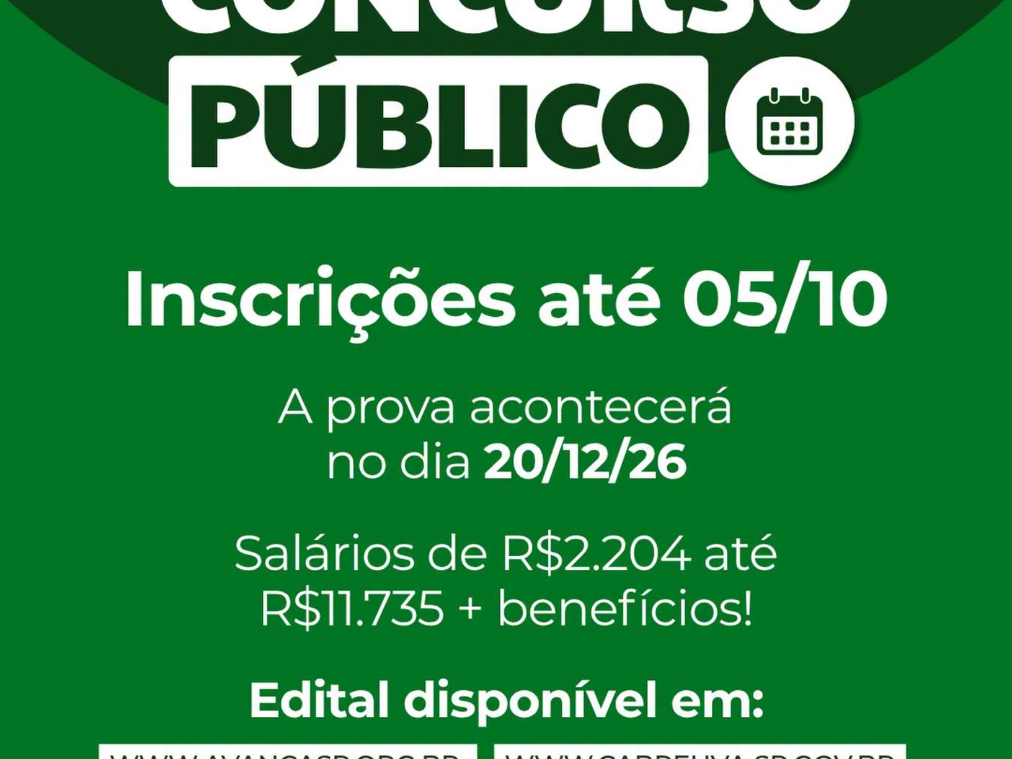 Prefeitura de Cabreúva está com inscrições abertas para Concurso Público 2026, que oferece oportunidades em 14 cargos e formação de cadastro reserva. Crédito: Divulgação.