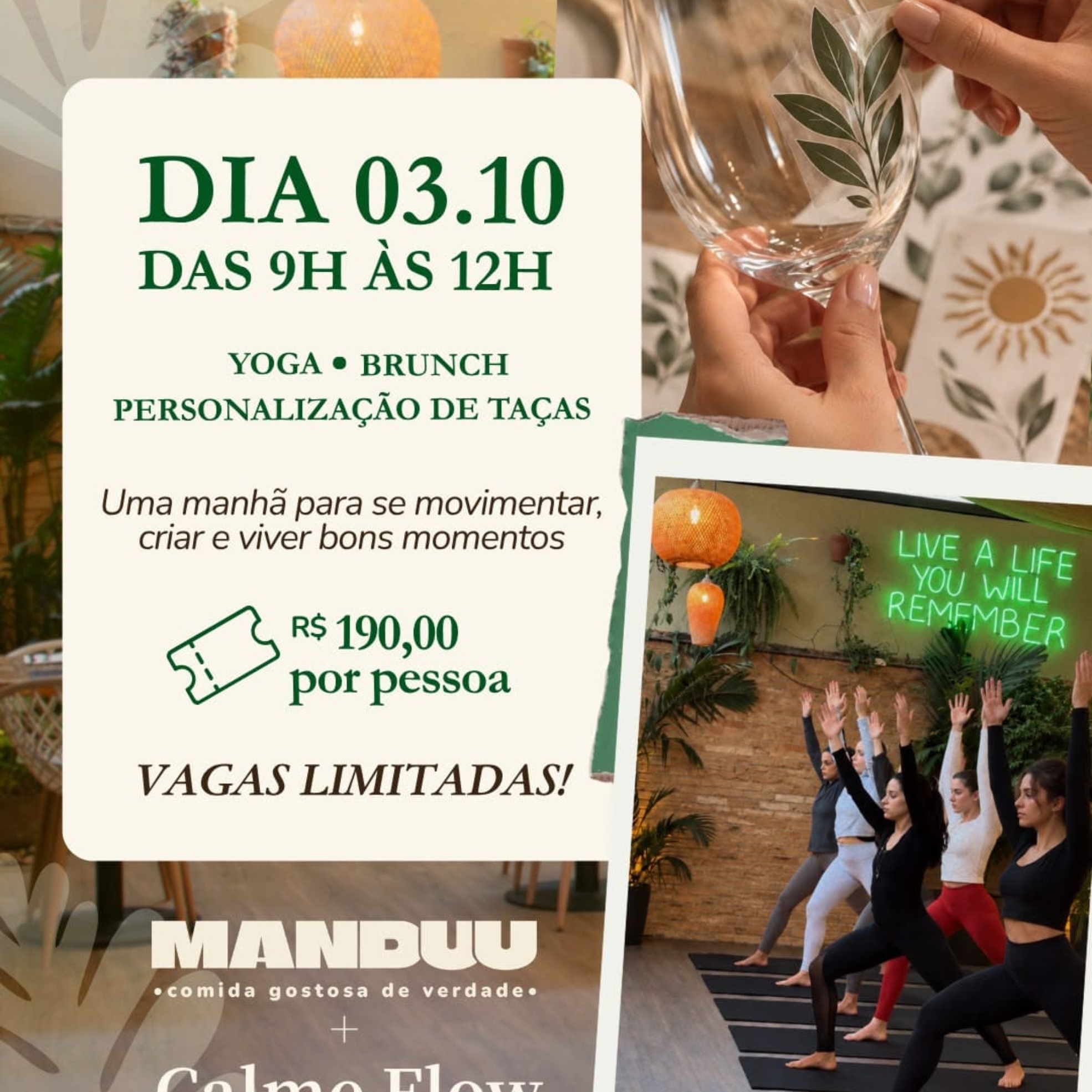Manduu recebe manhã de yoga, brunch e personalização de taças em uma experiência de bem-estar e conexão, no dia 3 de outubro, em Santo André.

Crédito: Divulgação