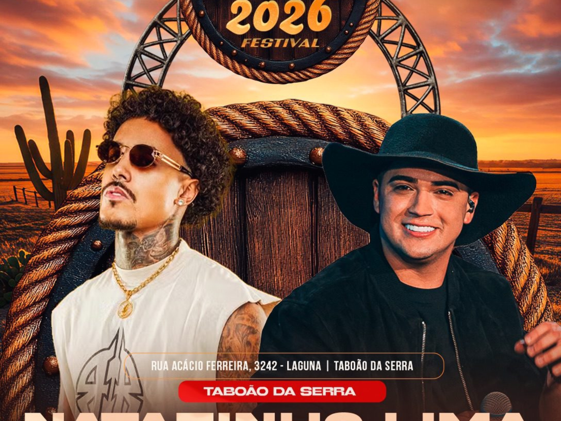 Natanzinho Lima e MC Livinho são as atrações desta sexta-feira na Festa do Peão de Taboão da Serra 2026.

Crédito: Divulgação (Redes Sociais/Reprodução)