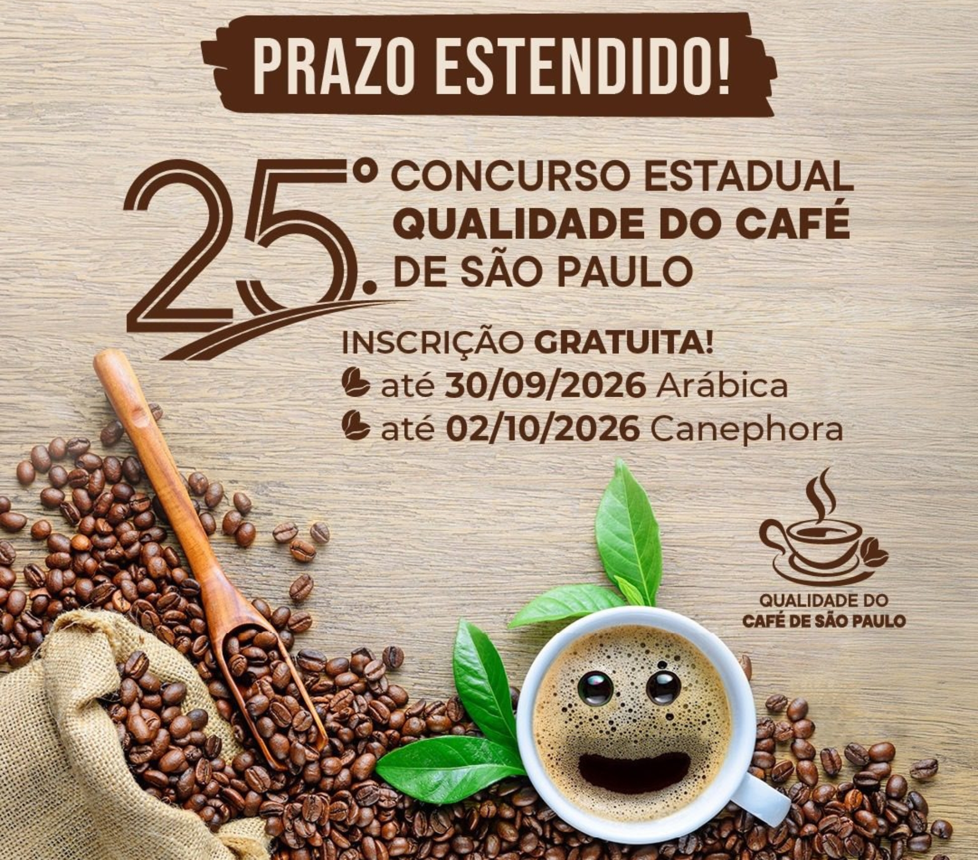 Cafeicultores paulistas podem participar do 25º Concurso Estadual Qualidade do Café de São Paulo, que reconhece a qualidade e valoriza a produção cafeeira do Estado.

Crédito: Divulgação