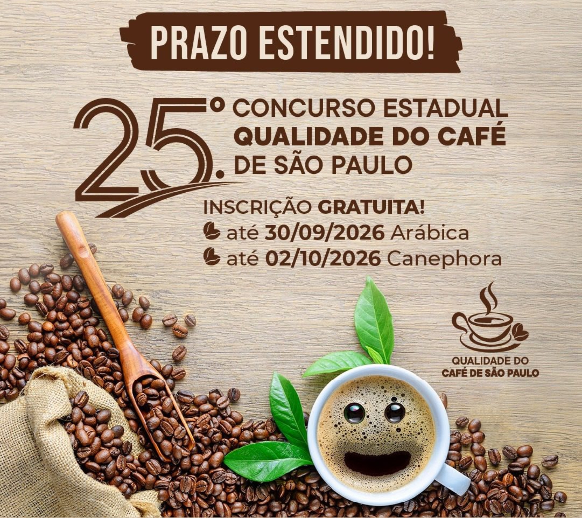 Cafeicultores paulistas podem participar do 25º Concurso Estadual Qualidade do Café de São Paulo, que reconhece a qualidade e valoriza a produção cafeeira do Estado.

Crédito: Divulgação