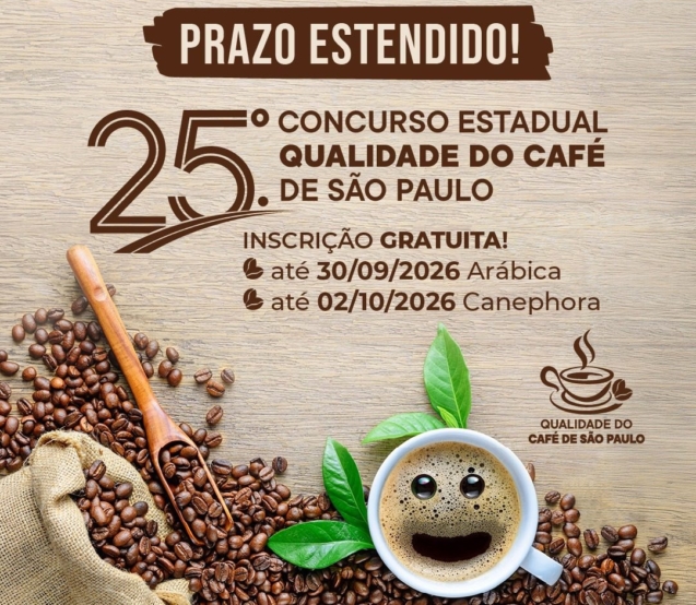 Cafeicultores paulistas podem participar do 25º Concurso Estadual Qualidade do Café de São Paulo, que reconhece a qualidade e valoriza a produção cafeeira do Estado.

Crédito: Divulgação