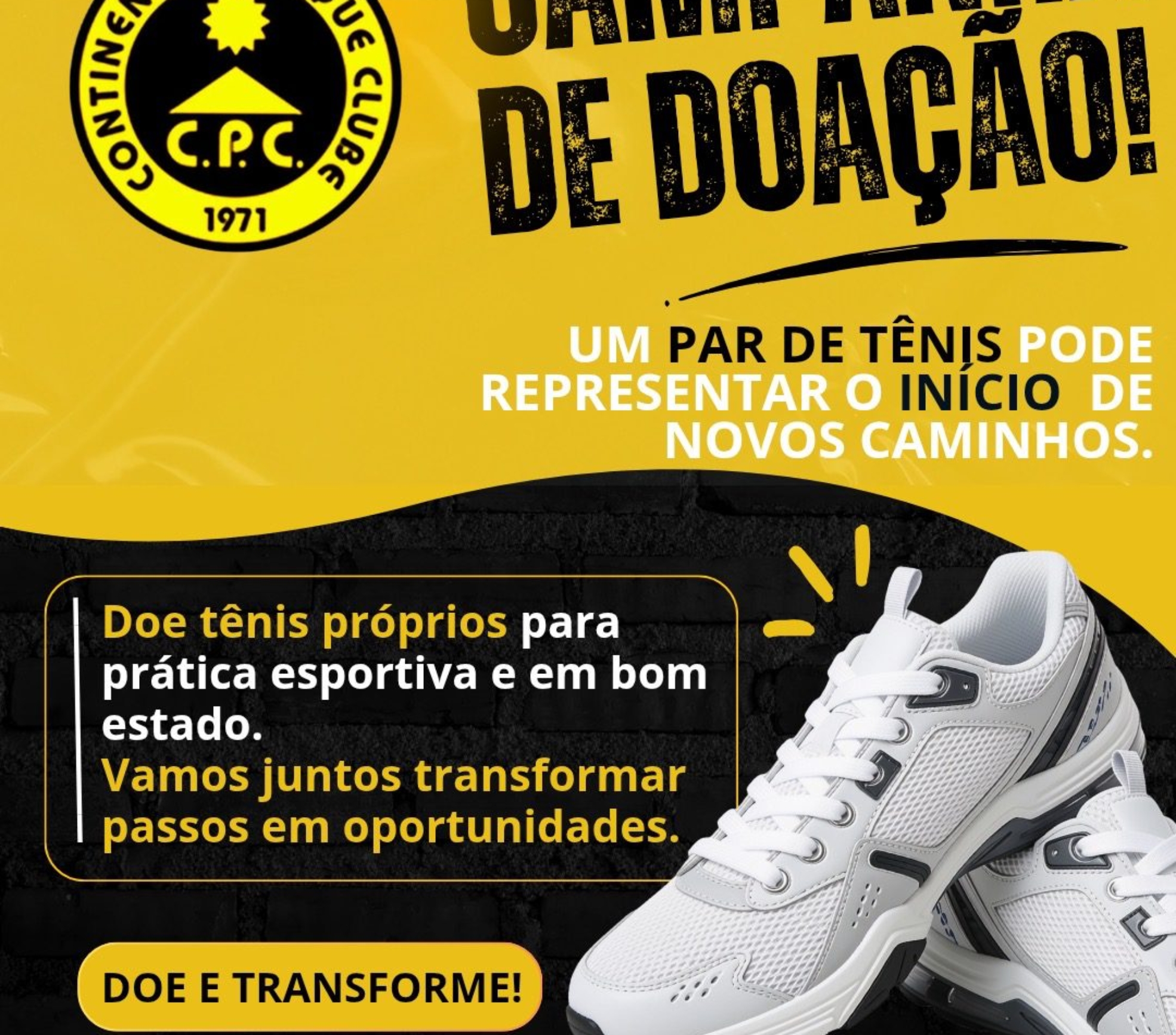 Campanha “Novos Caminhos”, do Continental Parque Clube, arrecada tênis esportivos para beneficiar crianças e jovens e incentivar o acesso ao esporte.

Crédito: Divulgação