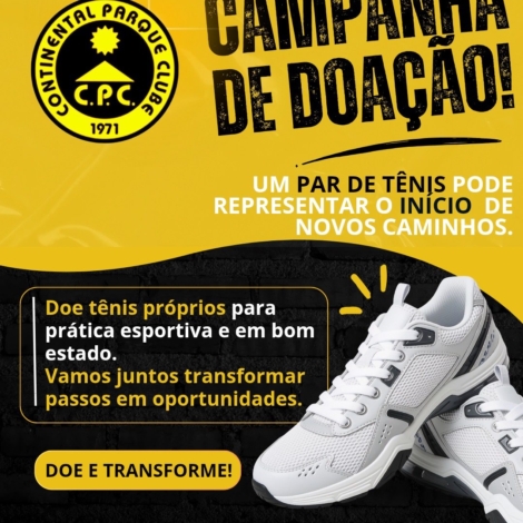 Campanha “Novos Caminhos”, do Continental Parque Clube, arrecada tênis esportivos para beneficiar crianças e jovens e incentivar o acesso ao esporte.

Crédito: Divulgação