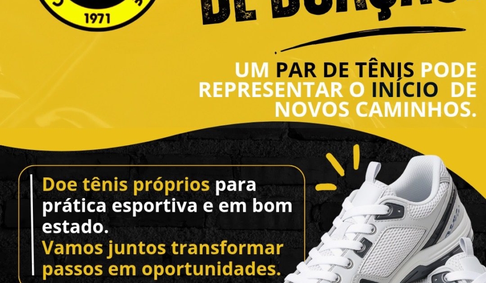 Campanha “Novos Caminhos”, do Continental Parque Clube, arrecada tênis esportivos para beneficiar crianças e jovens e incentivar o acesso ao esporte.

Crédito: Divulgação