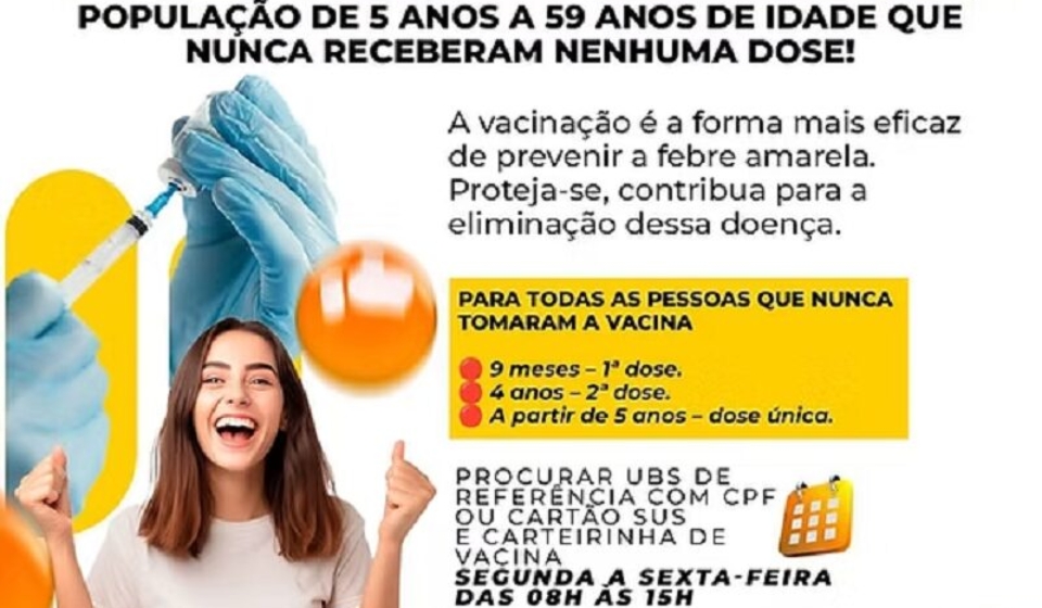 A Prefeitura, por meio da Secretaria de Saúde, convoca pais de bebês de 6 a 8 meses para a dose inicial e também as pessoas de 5 a 59 anos que NUNCA foram vacinadas contra a doença para garantirem sua proteção.

Crédito: Prefeitura De Araçariguama