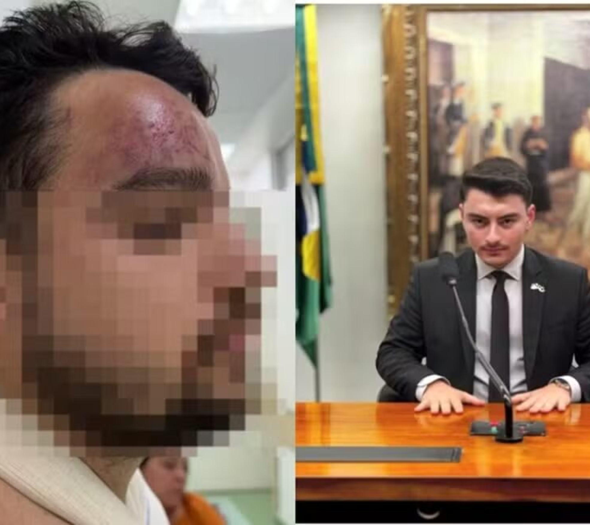 A vítima, Marcelo Ribeiro Delgado Junior, e o homem investigado por agressão, Gustavo Schiphorst — Foto: Arquivo Pessoal/Reprodução