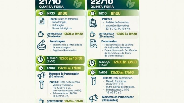 Profissionais participam de treinamento técnico sobre qualidade de sementes de soja na Divisão Laboratorial de Sementes e Mudas da CATI, em Campinas.