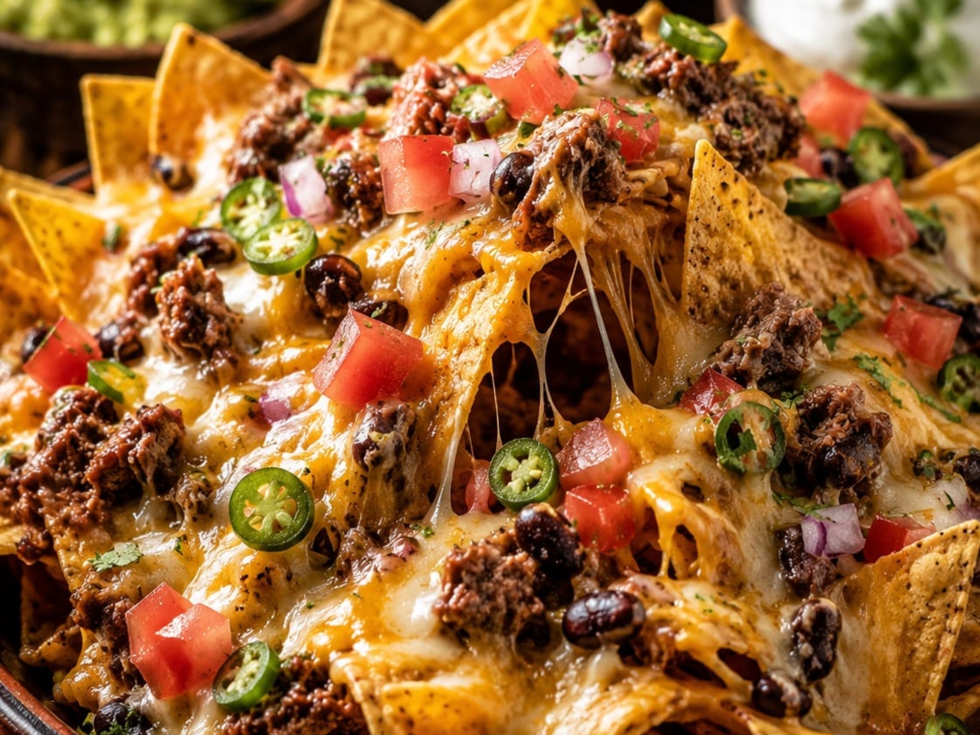 Combo de Nachos Supremo -Crocância e fartura: nachos cobertos com queijo puxando, carne e temperos frescos para compartilhar com a família.