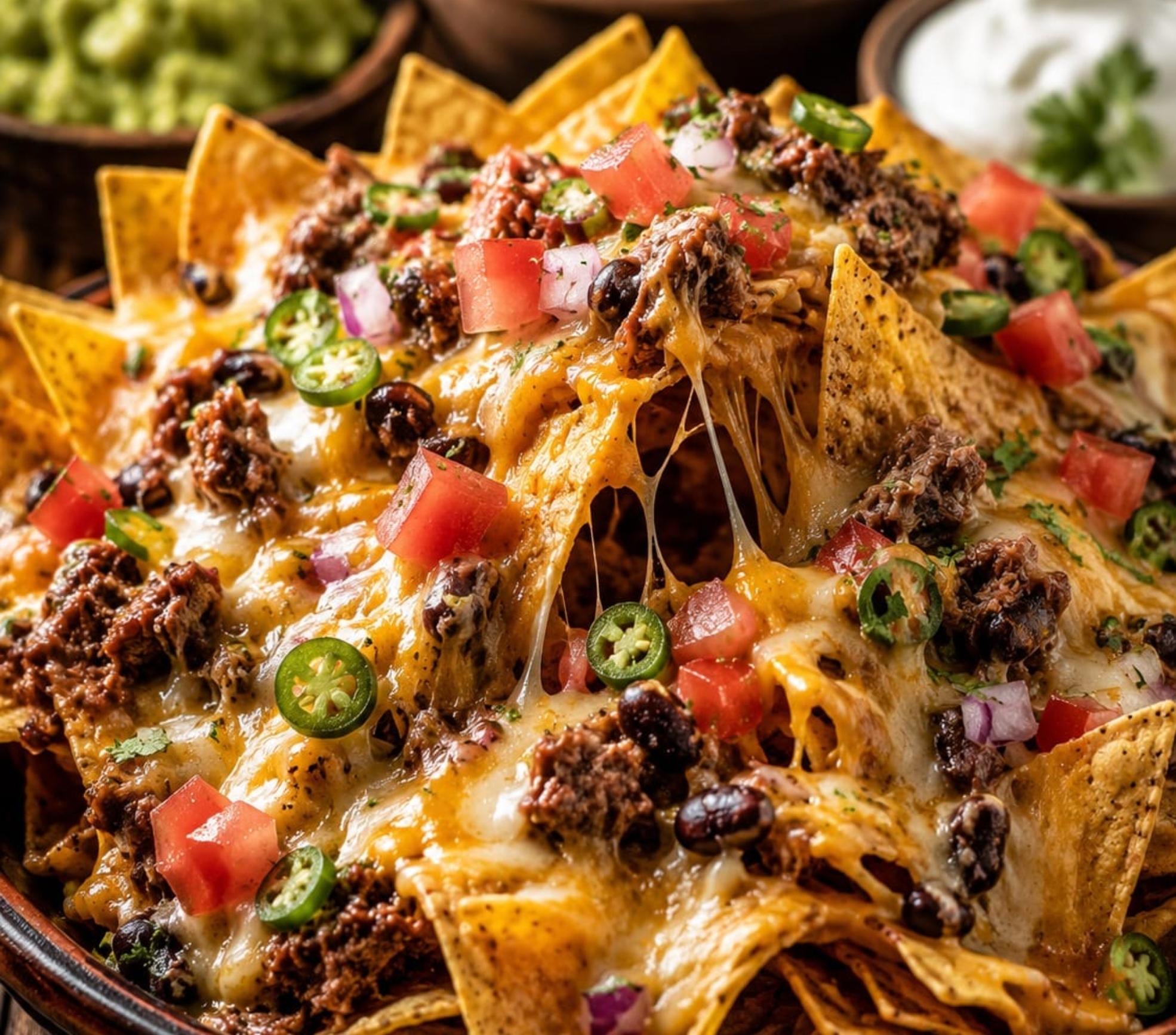 Combo de Nachos Supremo -Crocância e fartura: nachos cobertos com queijo puxando, carne e temperos frescos para compartilhar com a família.